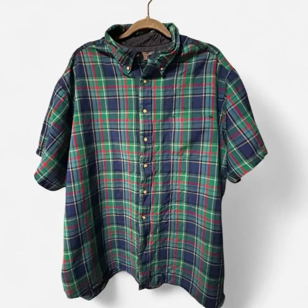 XL Vintage wool Pendleton plaid short sleeve button up shirt